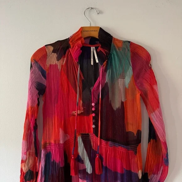 Anthropologie long sleeve floral dress Marais Printed Tiered Maxi - Picture 6 of 9